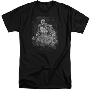 AN OFFCIALLY LICENSED BATMAN PENCILLED RAIN MEN'S TALL FIT T-SHIRT BLACK