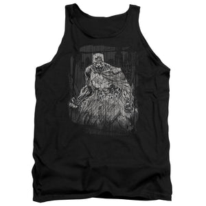 AN OFFCIALLY LICENSED BATMAN PENCILLED RAIN ADULT UNISEX TANK TOP BLACK