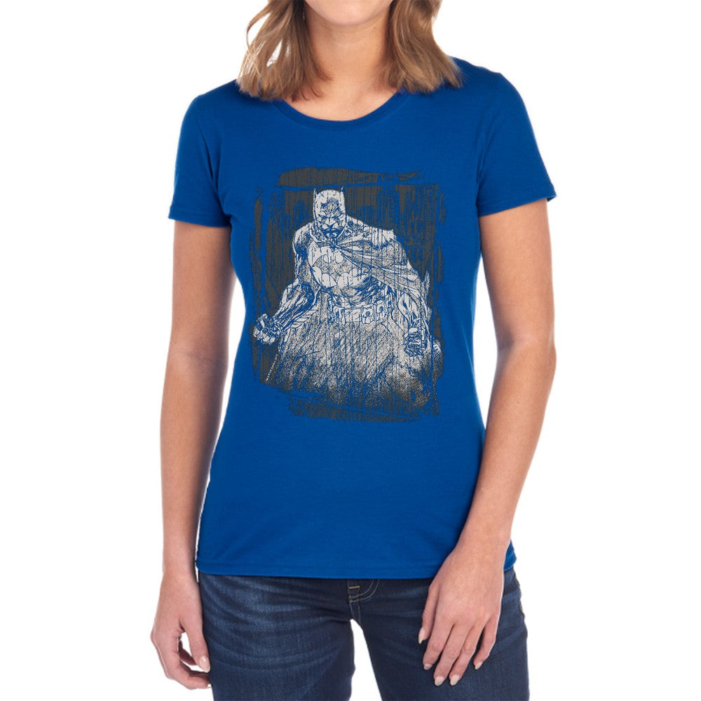 Batman Pencilled Rain Licensed Women's T-Shirt Regular Fit SM-2X