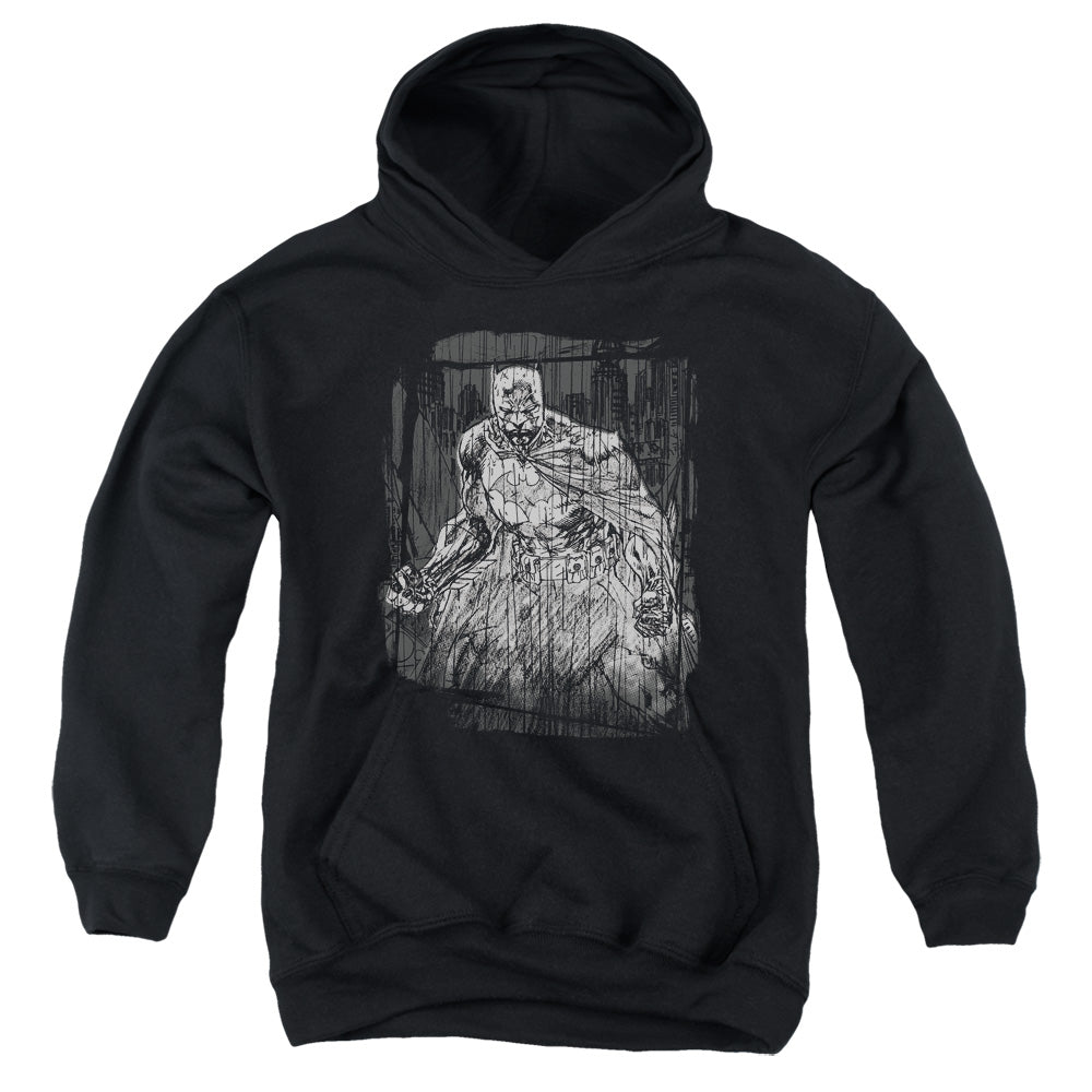 Batman Pencilled Rain Licensed Youth Hoodie (Ages 8-12) SM-XL