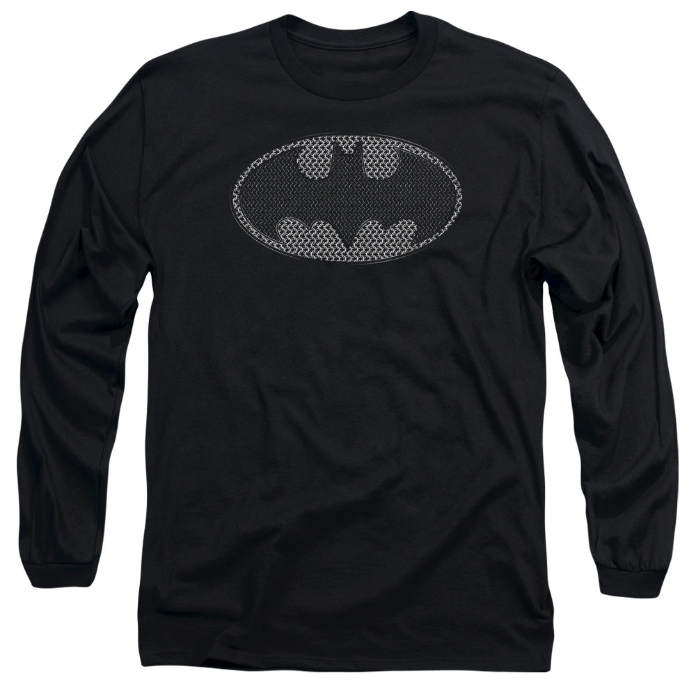 AN OFFCIALLY LICENSED BATMAN CHAINMAIL SHIELD MEN'S LONG SLEEVE T-SHIRT BLACK