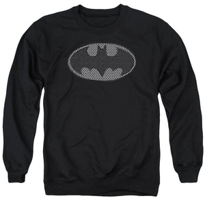 AN OFFCIALLY LICENSED BATMAN CHAINMAIL SHIELD ADULT UNISEX CREWNECK SWEATSHIRT BLACK