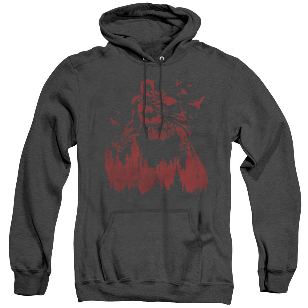 AN OFFCIALLY LICENSED BATMAN RED KNIGHT ADULT UNISEX HEATHER PULLOVER HOODIE BLACK