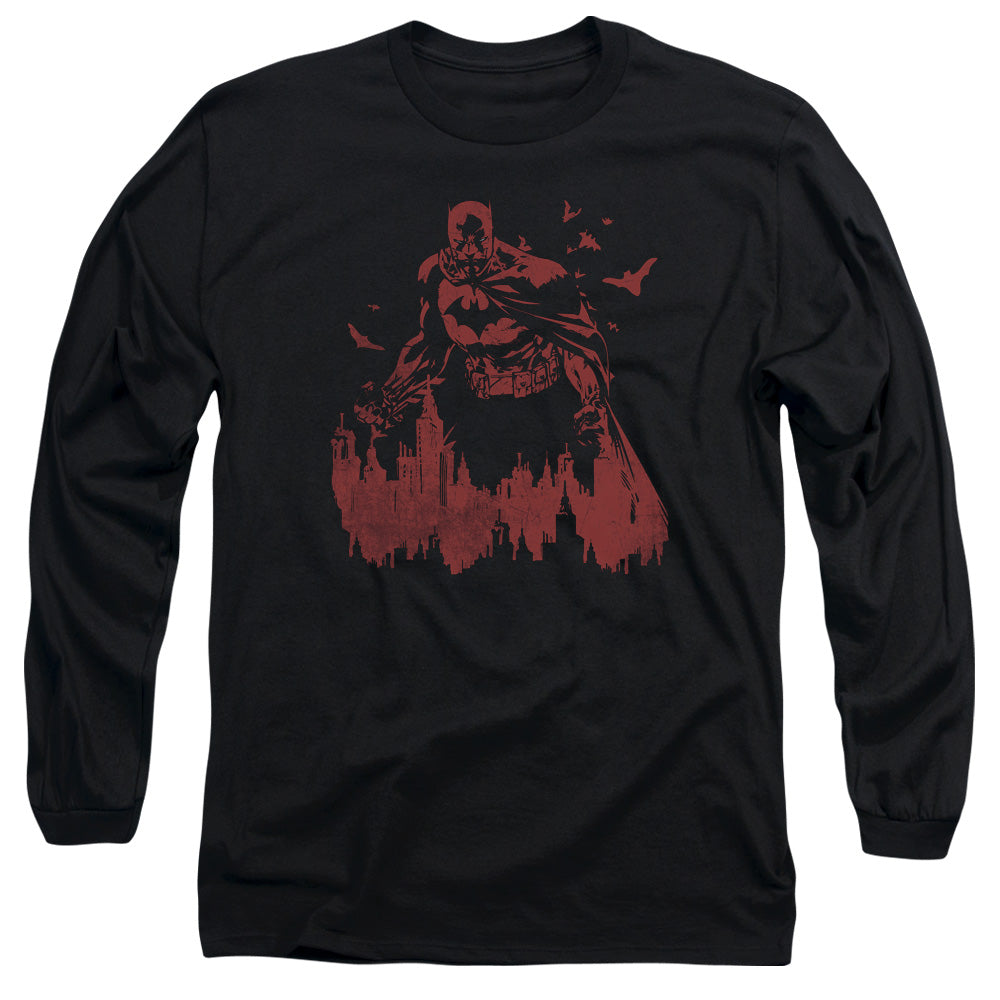 AN OFFCIALLY LICENSED BATMAN RED KNIGHT MEN'S LONG SLEEVE T-SHIRT BLACK