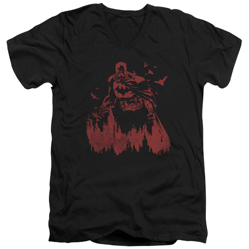 AN OFFCIALLY LICENSED BATMAN RED KNIGHT MEN'S V-NECK T-SHIRT BLACK