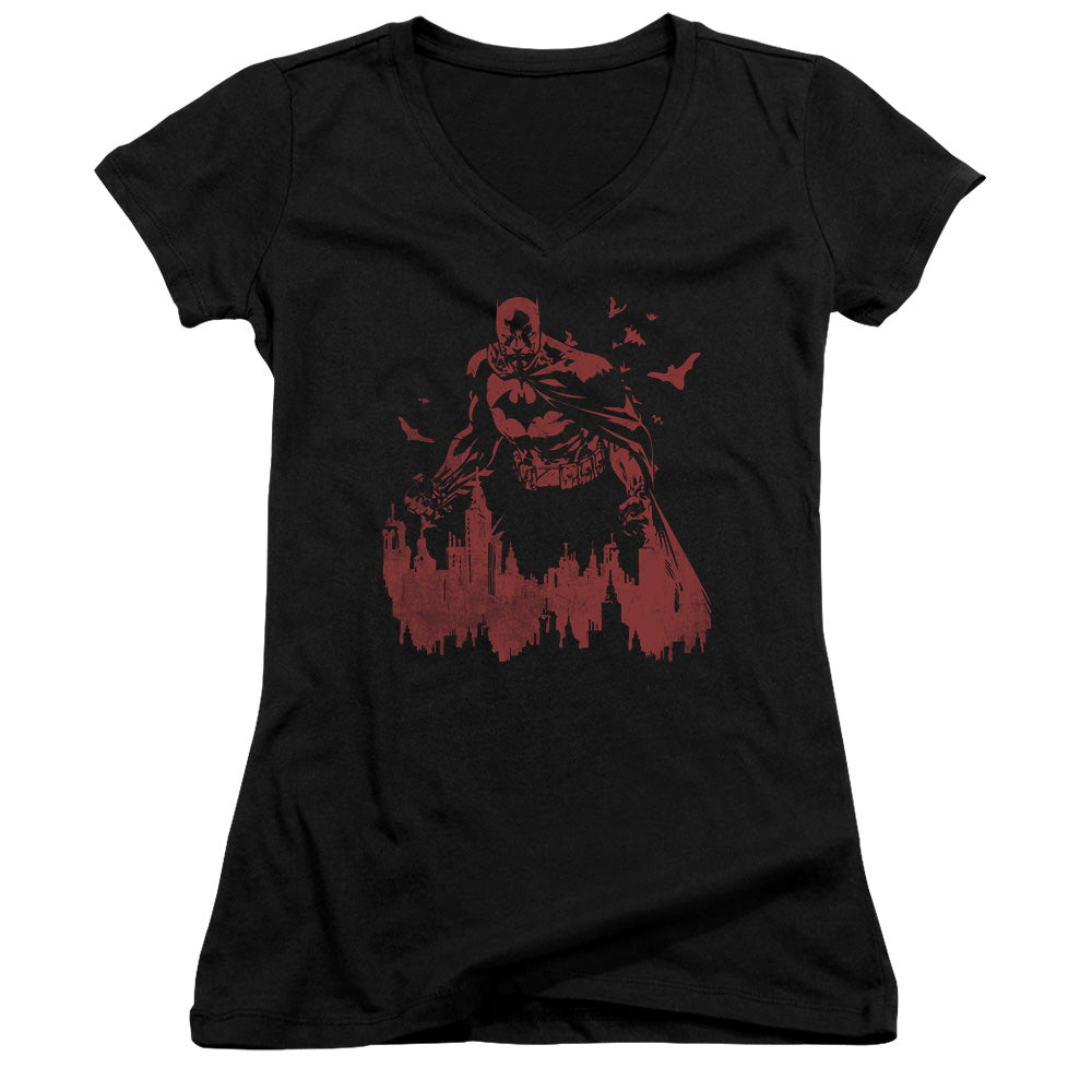 Batman Red Knight Licensed Women's T-Shirt Juniors V-Neck SM