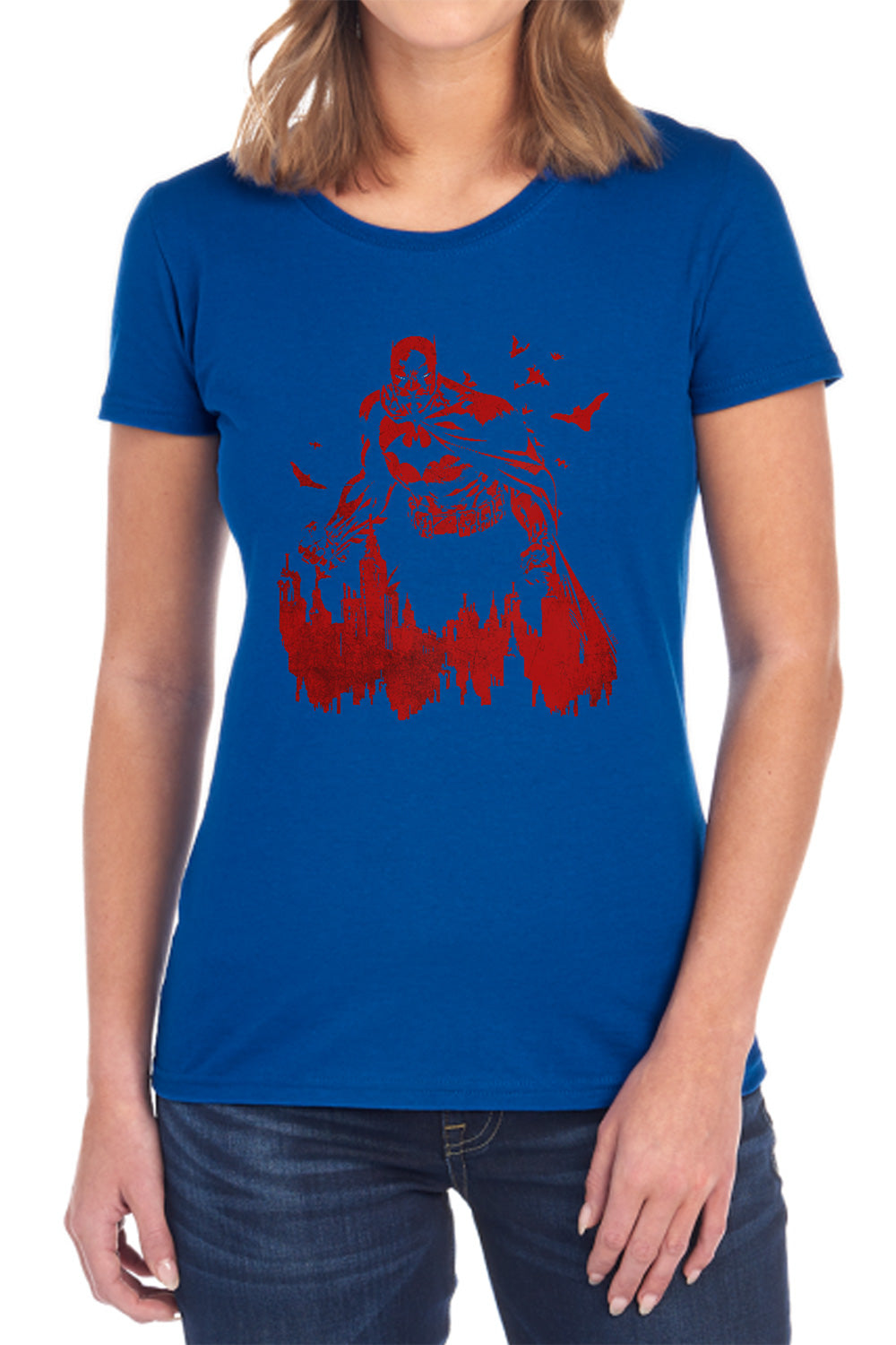 AN OFFCIALLY LICENSED BATMAN RED KNIGHT WOMEN'S REGULAR FIT T-SHIRT BLACK