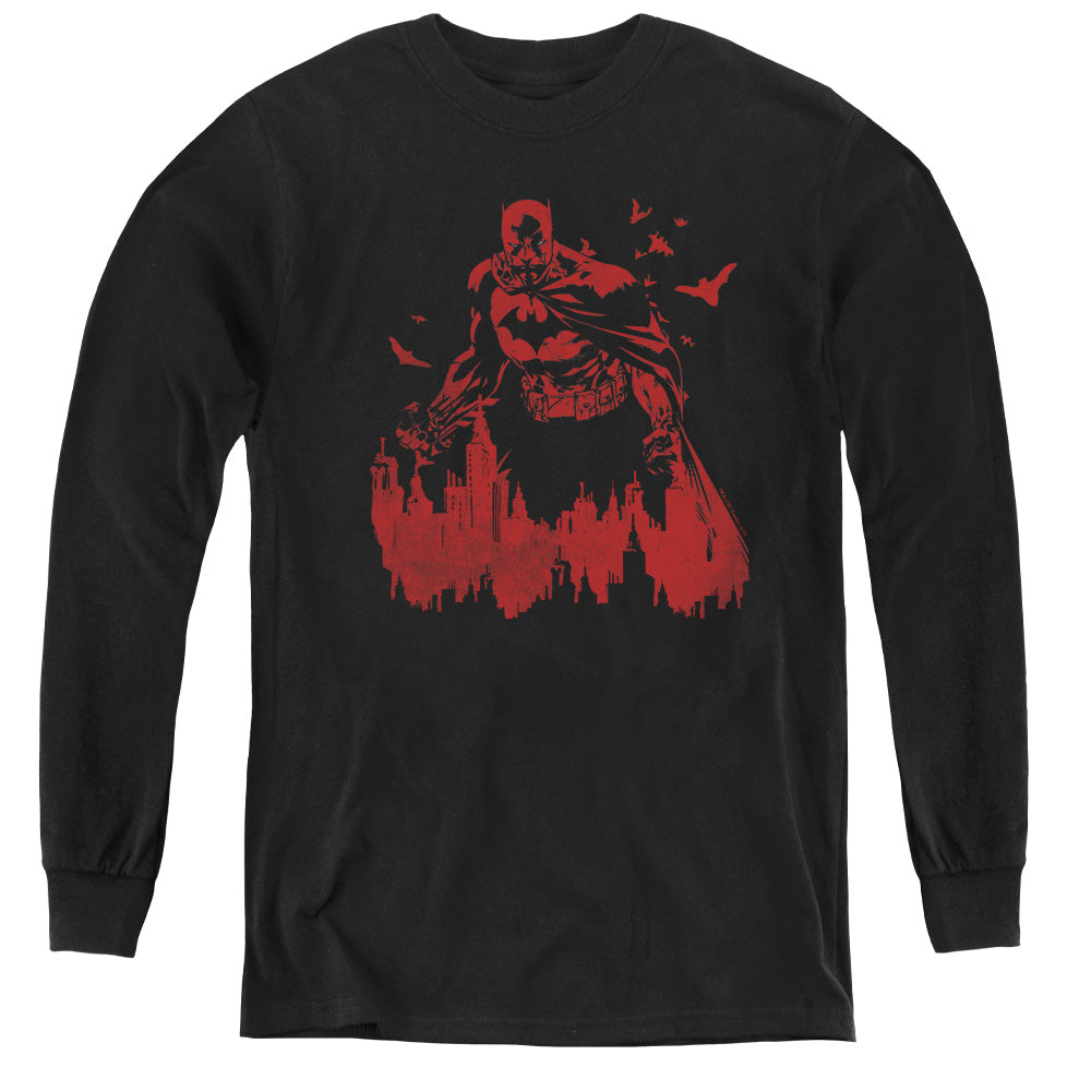 AN OFFCIALLY LICENSED BATMAN RED KNIGHT YOUTH LONG SLEEVE T-SHIRT BLACK