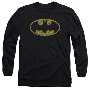 AN OFFCIALLY LICENSED BATMAN WORD LOGO MEN'S LONG SLEEVE T-SHIRT BLACK