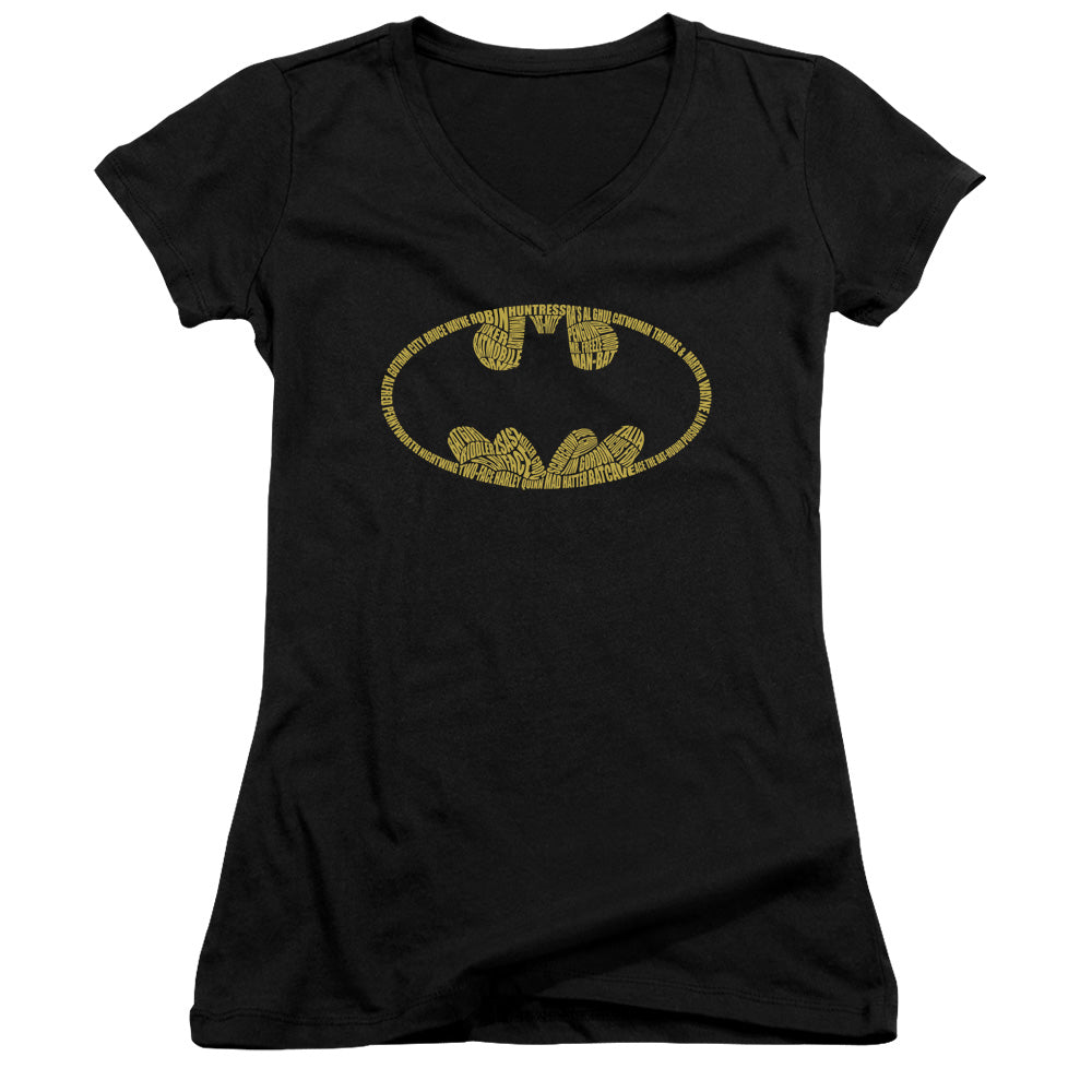 Batman Word Logo Licensed Women's T-Shirt Juniors V-Neck SM