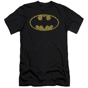 AN OFFCIALLY LICENSED BATMAN WORD LOGO MEN'S PREMIUM SLIM FIT T-SHIRT BLACK