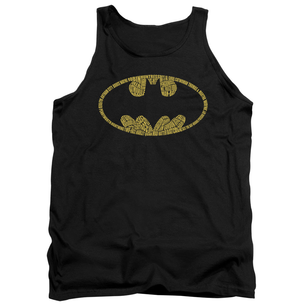 AN OFFCIALLY LICENSED BATMAN WORD LOGO ADULT UNISEX TANK TOP BLACK