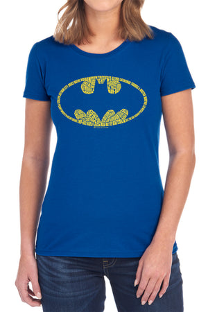 AN OFFCIALLY LICENSED BATMAN WORD LOGO WOMEN'S REGULAR FIT T-SHIRT BLACK