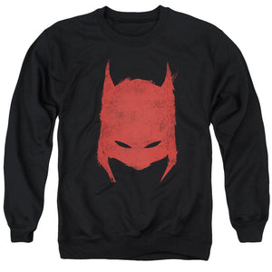 AN OFFCIALLY LICENSED BATMAN HACKED & SCRATCHED ADULT UNISEX CREWNECK SWEATSHIRT BLACK
