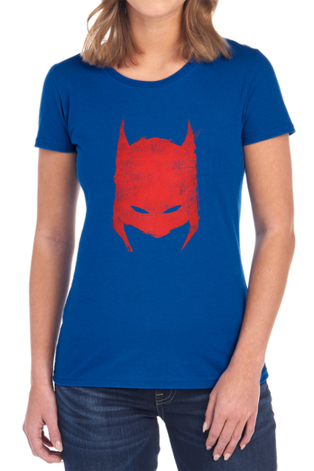 AN OFFCIALLY LICENSED BATMAN HACKED & SCRATCHED WOMEN'S REGULAR FIT T-SHIRT BLACK