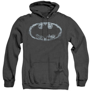 AN OFFCIALLY LICENSED BATMAN SMOKE SIGNAL ADULT UNISEX HEATHER PULLOVER HOODIE BLACK