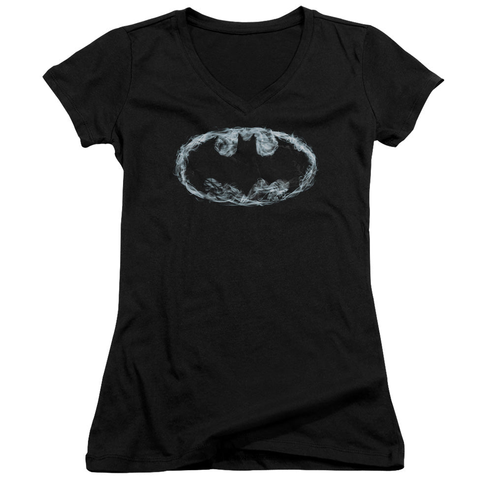 Batman Smoke Signal Licensed Women's T-Shirt Juniors V-Neck SM