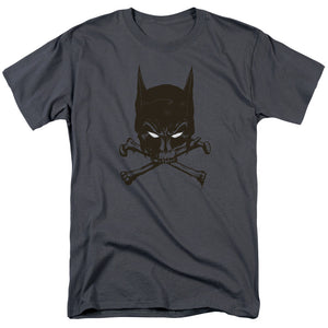 AN OFFCIALLY LICENSED BATMAN BAT AND BONES MEN'S REGULAR FIT T-SHIRT CHARCOAL