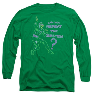 AN OFFCIALLY LICENSED BATMAN REPEAT MEN'S LONG SLEEVE T-SHIRT KELLY GREEN
