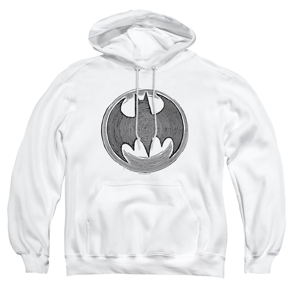 AN OFFCIALLY LICENSED BATMAN KNIGHT KNOCKOUT ADULT UNISEX PULLOVER HOODIE WHITE
