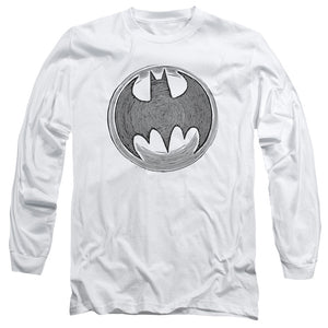 AN OFFCIALLY LICENSED BATMAN KNIGHT KNOCKOUT MEN'S LONG SLEEVE T-SHIRT WHITE