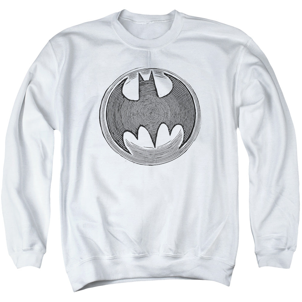 AN OFFCIALLY LICENSED BATMAN KNIGHT KNOCKOUT ADULT UNISEX CREWNECK SWEATSHIRT WHITE
