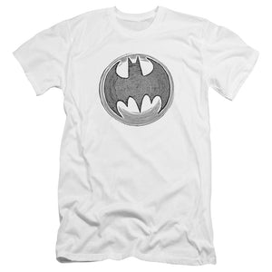 AN OFFCIALLY LICENSED BATMAN KNIGHT KNOCKOUT MEN'S PREMIUM SLIM FIT T-SHIRT WHITE