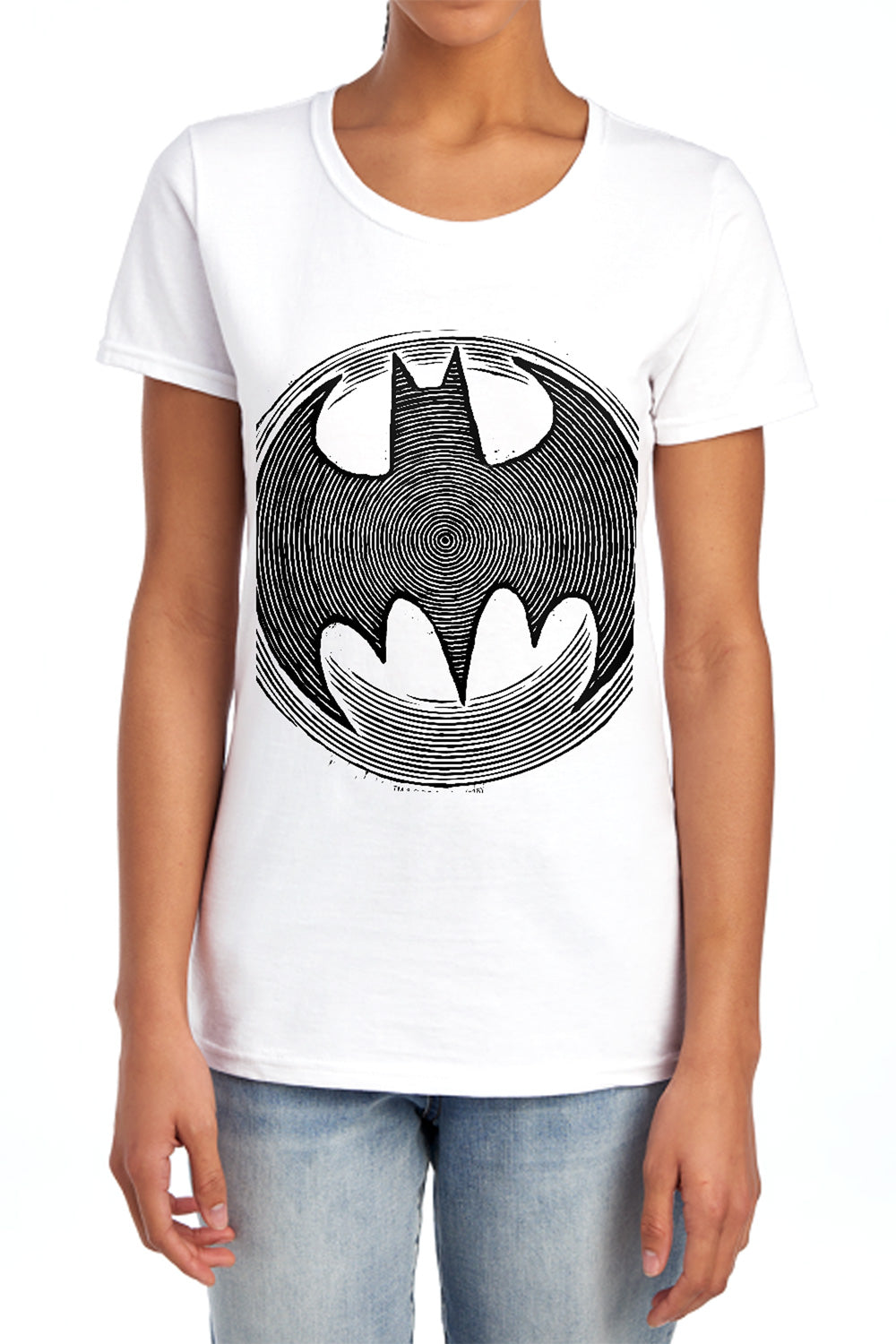 AN OFFCIALLY LICENSED BATMAN KNIGHT KNOCKOUT WOMEN'S REGULAR FIT T-SHIRT WHITE