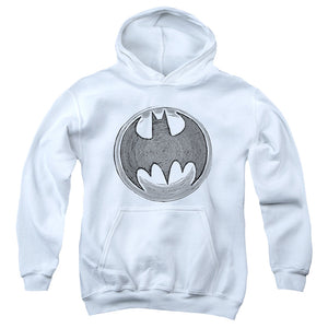 AN OFFCIALLY LICENSED BATMAN KNIGHT KNOCKOUT YOUTH HOODIE WHITE