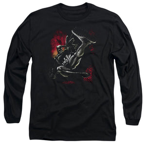 AN OFFCIALLY LICENSED BATMAN KICK SWING MEN'S LONG SLEEVE T-SHIRT BLACK