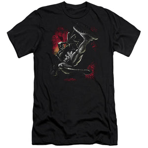 AN OFFCIALLY LICENSED BATMAN KICK SWING MEN'S PREMIUM SLIM FIT T-SHIRT BLACK