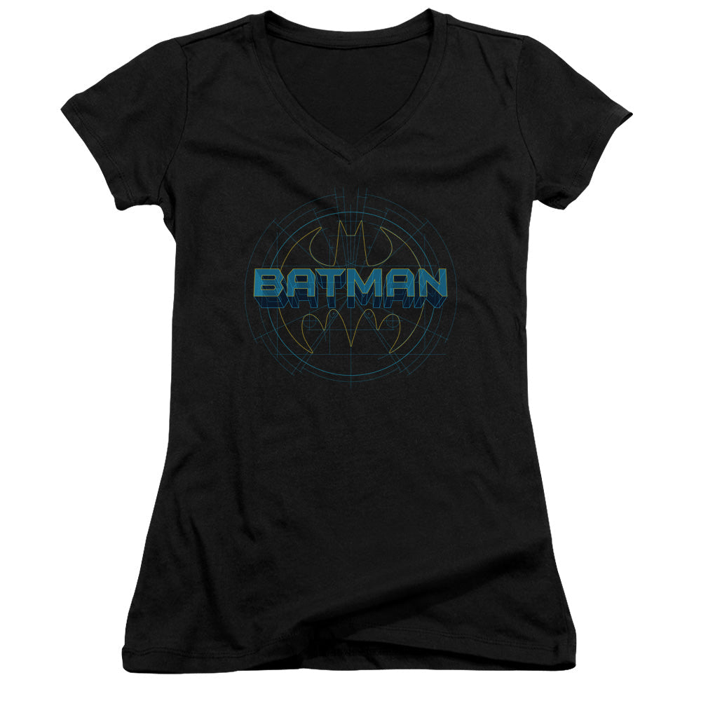 Batman Bat Tech Logo Licensed Women's T-Shirt Juniors V-Neck SM