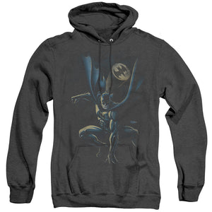 AN OFFCIALLY LICENSED BATMAN CALLING ALL BATS ADULT UNISEX HEATHER PULLOVER HOODIE BLACK