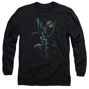 AN OFFCIALLY LICENSED BATMAN CALLING ALL BATS MEN'S LONG SLEEVE T-SHIRT BLACK