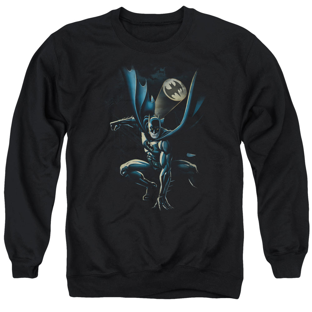 AN OFFCIALLY LICENSED BATMAN CALLING ALL BATS ADULT UNISEX CREWNECK SWEATSHIRT BLACK