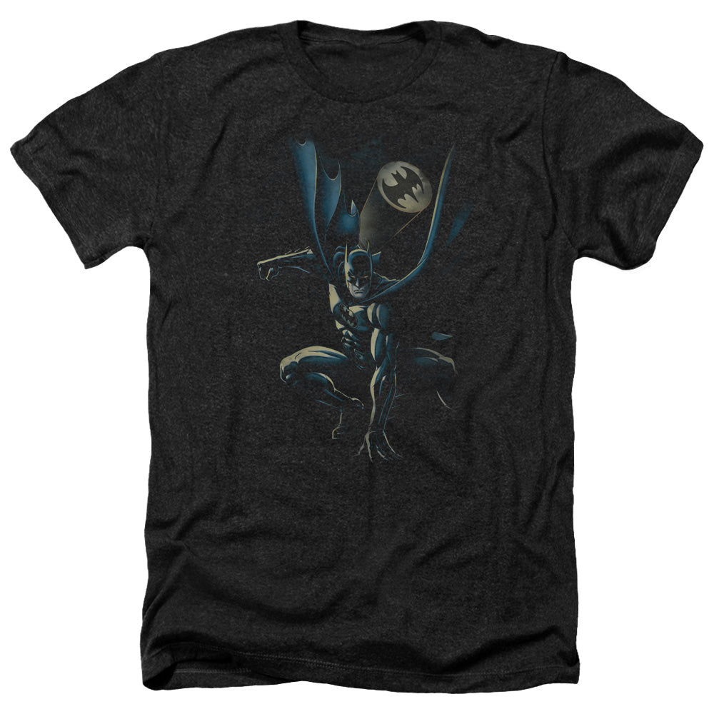 AN OFFCIALLY LICENSED BATMAN CALLING ALL BATS MEN'S HEATHER T-SHIRT CHARCOAL