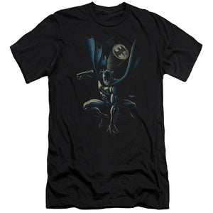 AN OFFCIALLY LICENSED BATMAN CALLING ALL BATS MEN'S PREMIUM SLIM FIT T-SHIRT BLACK