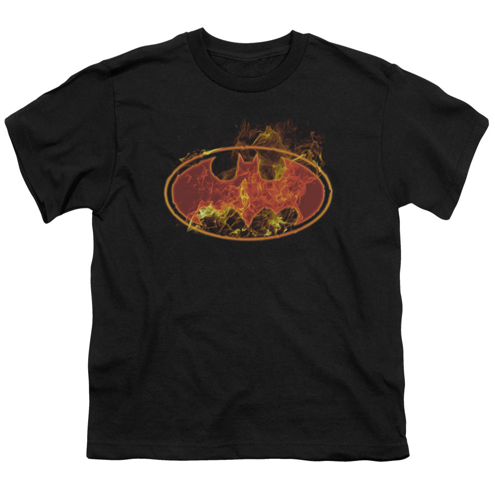 Batman Flames Logo Licensed Kid's T-Shirt (Ages 4-7) XS-XL