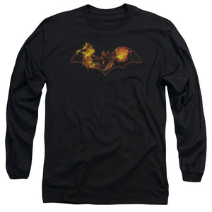 AN OFFCIALLY LICENSED BATMAN MOLTEN LOGO MEN'S LONG SLEEVE T-SHIRT BLACK