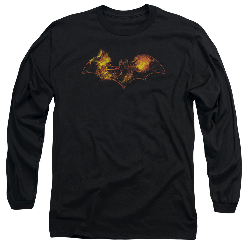 AN OFFCIALLY LICENSED BATMAN MOLTEN LOGO MEN'S LONG SLEEVE T-SHIRT BLACK