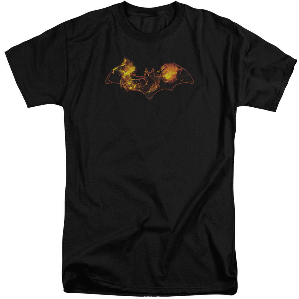AN OFFCIALLY LICENSED BATMAN MOLTEN LOGO MEN'S TALL FIT T-SHIRT BLACK