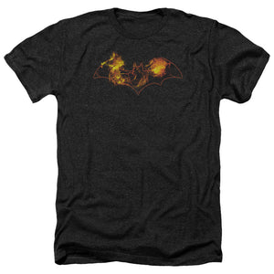 AN OFFCIALLY LICENSED BATMAN MOLTEN LOGO MEN'S HEATHER T-SHIRT CHARCOAL
