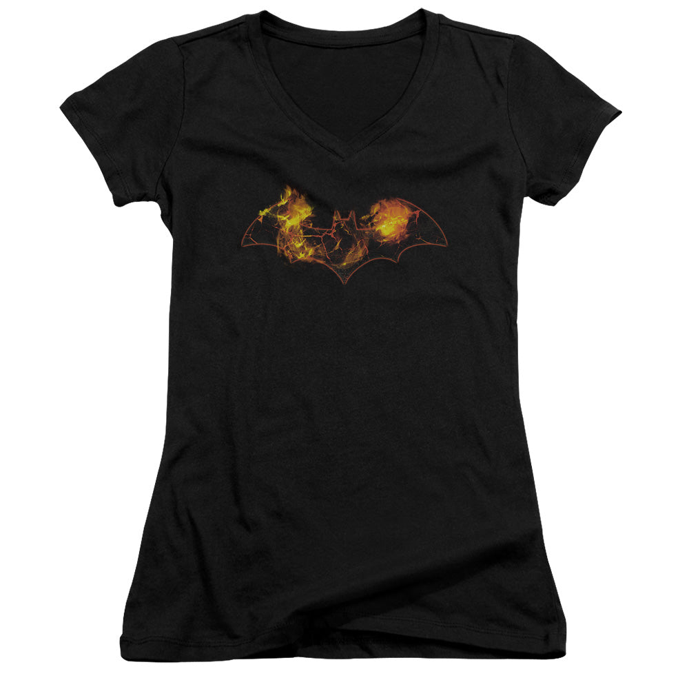 Batman Molten Logo Licensed Women's T-Shirt Juniors V-Neck SM