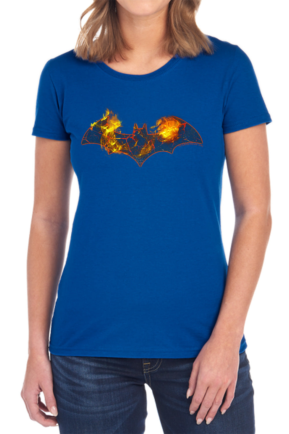 AN OFFCIALLY LICENSED BATMAN MOLTEN LOGO WOMEN'S REGULAR FIT T-SHIRT BLACK