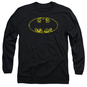 AN OFFCIALLY LICENSED BATMAN BATS ON BATS MEN'S LONG SLEEVE T-SHIRT BLACK
