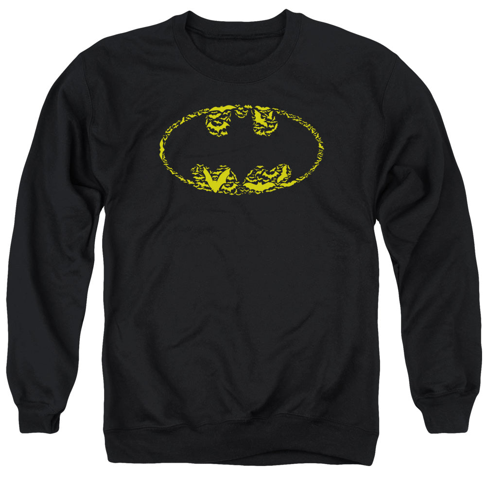 AN OFFCIALLY LICENSED BATMAN BATS ON BATS ADULT UNISEX CREWNECK SWEATSHIRT BLACK