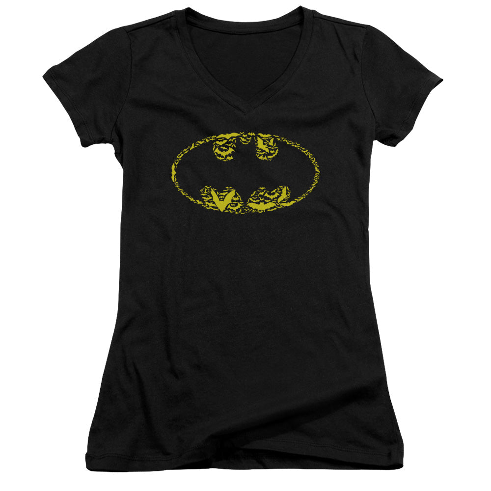 Batman Bats On Bats Licensed Women's T-Shirt Juniors V-Neck SM
