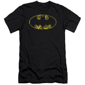 AN OFFCIALLY LICENSED BATMAN BATS ON BATS MEN'S PREMIUM SLIM FIT T-SHIRT BLACK