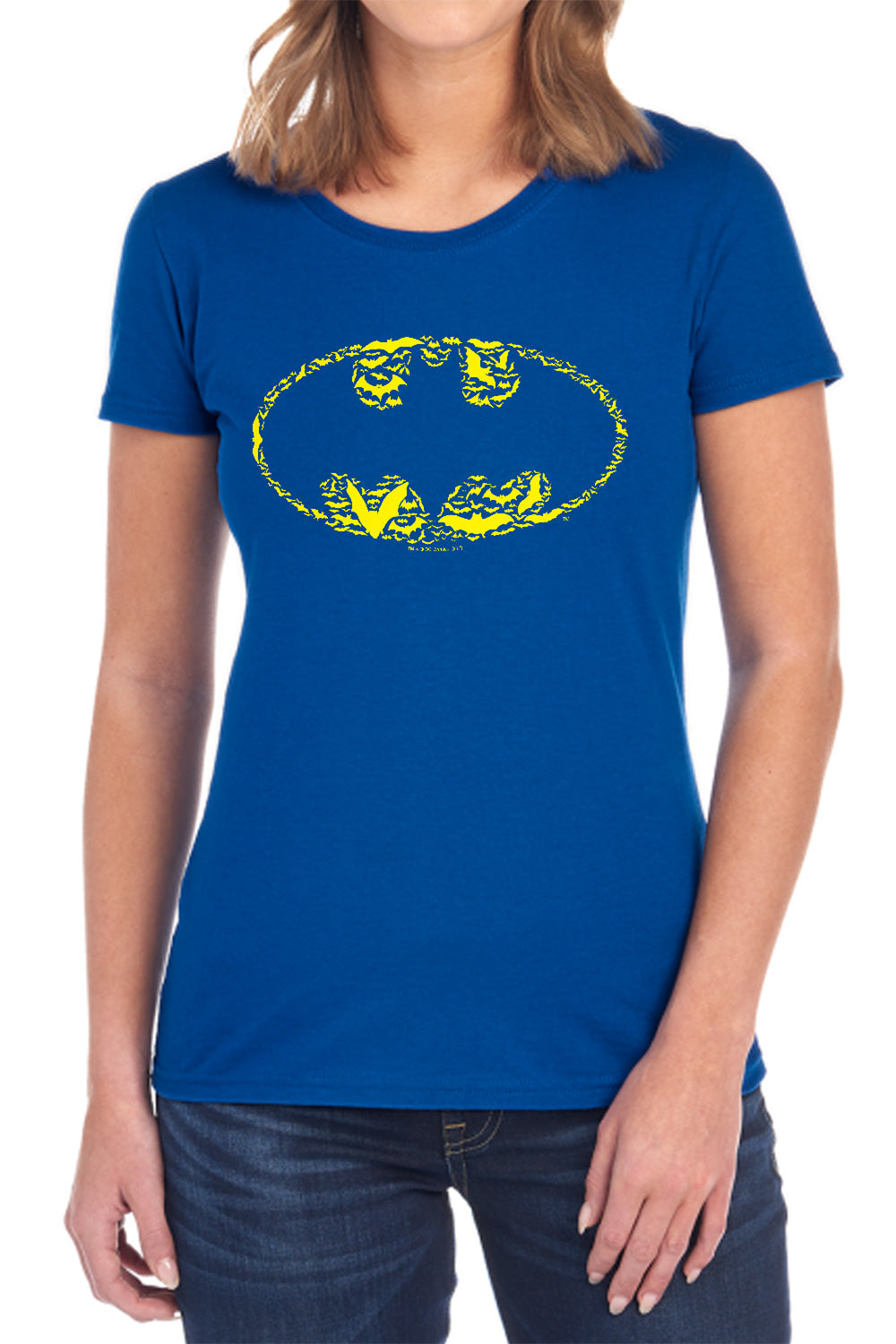 AN OFFCIALLY LICENSED BATMAN BATS ON BATS WOMEN'S REGULAR FIT T-SHIRT BLACK