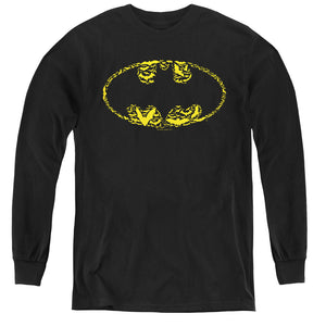 AN OFFCIALLY LICENSED BATMAN BATS ON BATS YOUTH LONG SLEEVE T-SHIRT BLACK
